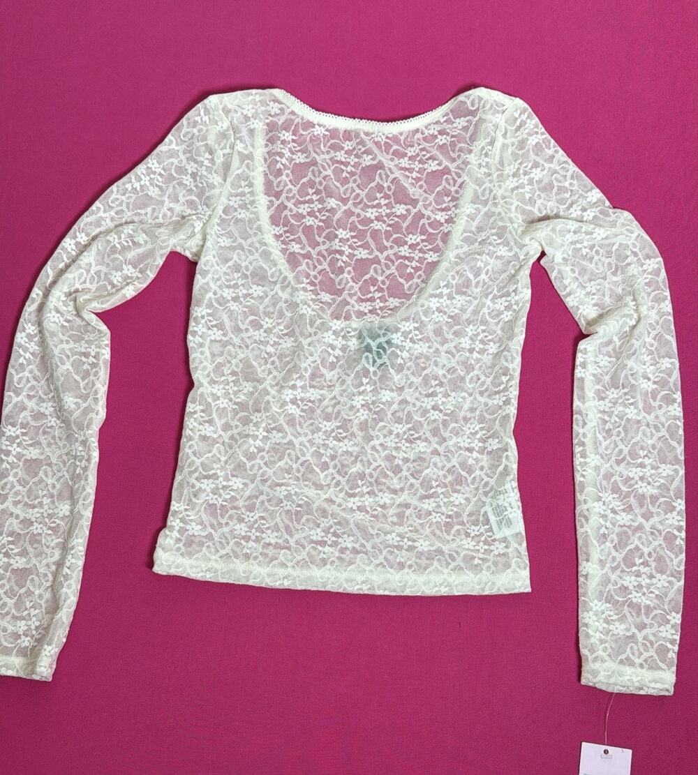 Wild Fable White Lace Sheer Top Size XXS New